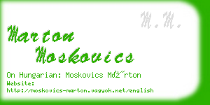 marton moskovics business card